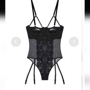 NWT Foxy Lace Gartered bodysuit